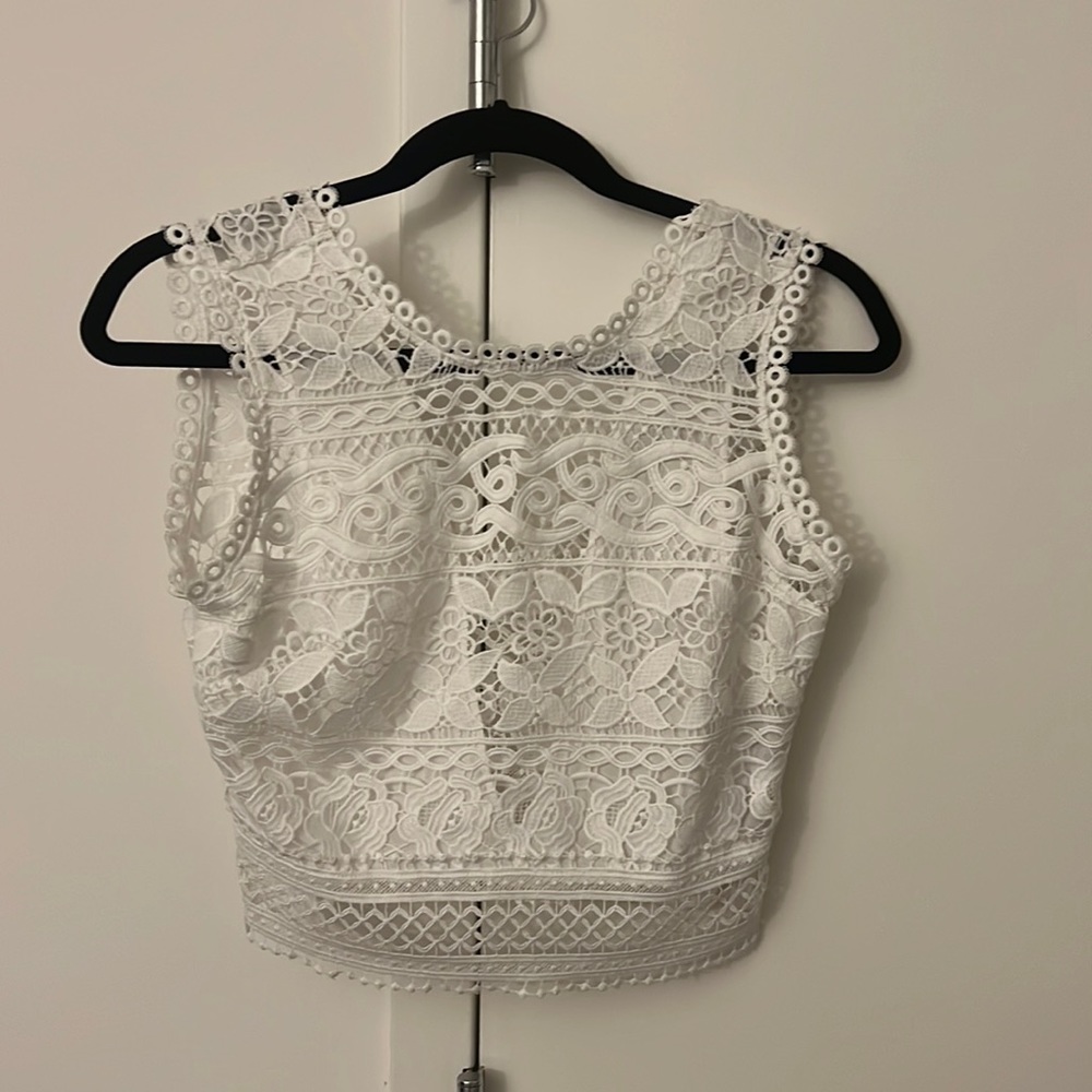 NWOT White Lacey Crop top